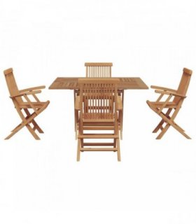vidaXL Garden Dining Set Folding Brown Soild Teak Wood
