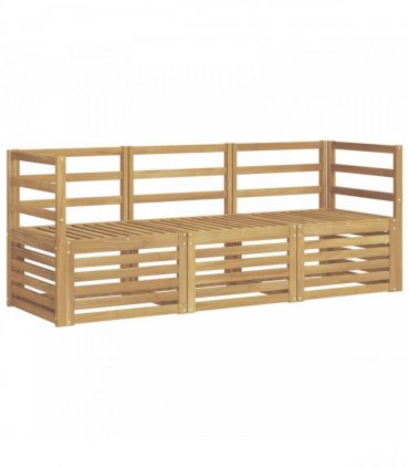 vidaXL Outdoor Sofa Set 3 pcs 3-Seaters White Solid Acacia Wood