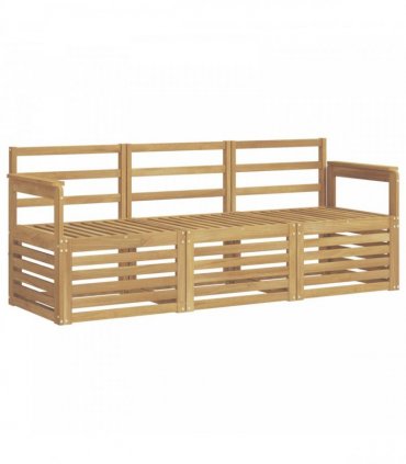 vidaXL Outdoor Sofa Set 3 pcs 3-Seaters White Solid Acacia Wood