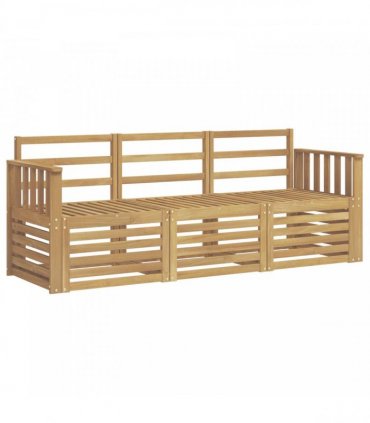 vidaXL Outdoor Sofa Set 3 pcs 3-Seaters White Solid Acacia Wood