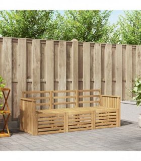 vidaXL Outdoor Sofa Set 3 pcs 3-Seaters White Solid Acacia Wood