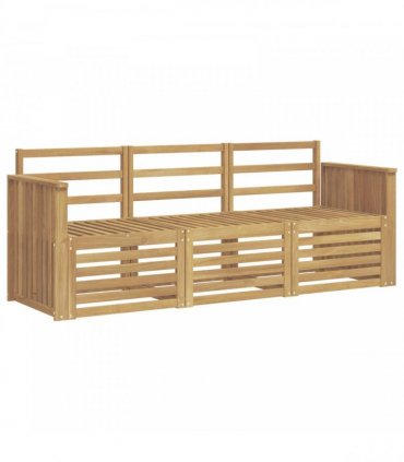 vidaXL Outdoor Sofa Set 3 pcs 3-Seaters White Solid Acacia Wood