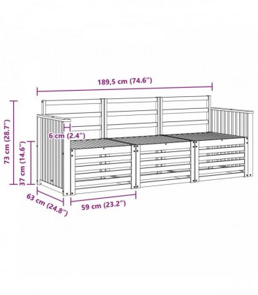 vidaXL Outdoor Sofa Set 3 pcs 3-Seaters White Solid Acacia Wood