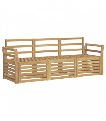 vidaXL Outdoor Sofa Set 3 pcs 3-Seaters White Solid Acacia Wood