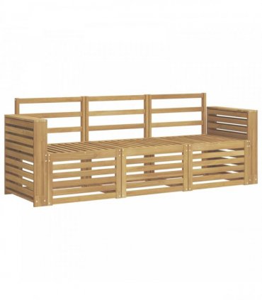 vidaXL Outdoor Sofa Set 3 pcs 3-Seaters White Solid Acacia Wood