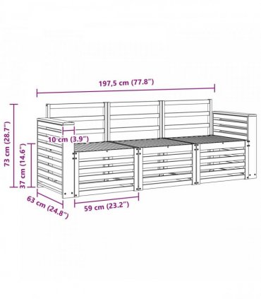 vidaXL Outdoor Sofa Set 3 pcs 3-Seaters White Solid Acacia Wood
