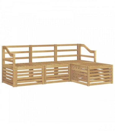 vidaXL Outdoor Sofa Set 4 pcs 4-Seaters White Solid Acacia Wood