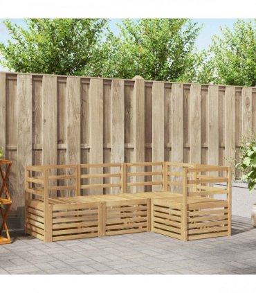 vidaXL Outdoor Sofa Set 4 pcs 4-Seaters White Solid Acacia Wood