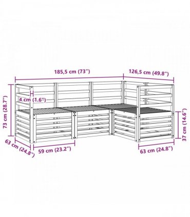 vidaXL Outdoor Sofa Set 4 pcs 4-Seaters White Solid Acacia Wood