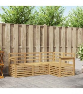 vidaXL Outdoor Sofa Set 4 pcs 4-Seaters White Solid Acacia Wood