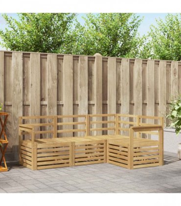 vidaXL Outdoor Sofa Set 4 pcs 4-Seaters White Solid Acacia Wood