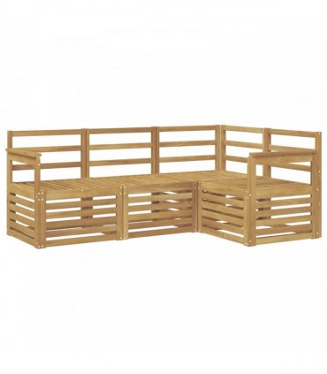vidaXL Outdoor Sofa Set 4 pcs 4-Seaters White Solid Acacia Wood