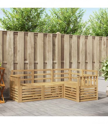 vidaXL Outdoor Sofa Set 4 pcs White Solid Acacia Wood