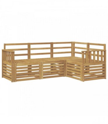 vidaXL Outdoor Sofa Set 4 pcs White Solid Acacia Wood