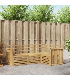 vidaXL Outdoor Sofa Set 4 pcs 4-Seaters White Solid Acacia Wood