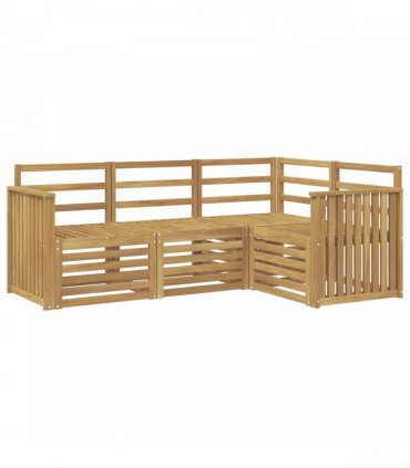 vidaXL Outdoor Sofa Set 4 pcs 4-Seaters White Solid Acacia Wood