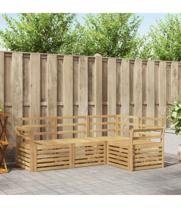 vidaXL Outdoor Sofa Set 4 pcs 4-Seaters White Solid Acacia Wood
