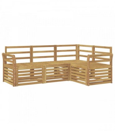 vidaXL Outdoor Sofa Set 4 pcs 4-Seaters White Solid Acacia Wood