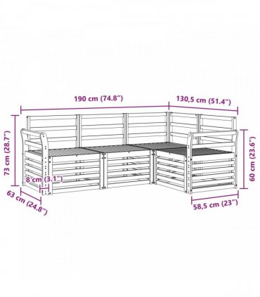 vidaXL Outdoor Sofa Set 4 pcs 4-Seaters White Solid Acacia Wood