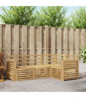 vidaXL Outdoor Sofa Set 4 pcs 4-Seaters White Solid Acacia Wood