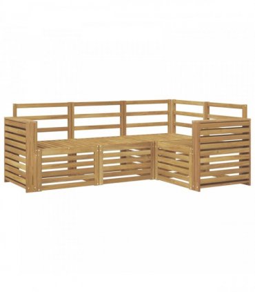 vidaXL Outdoor Sofa Set 4 pcs 4-Seaters White Solid Acacia Wood