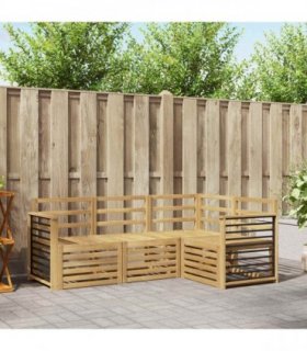 vidaXL Outdoor Sofa Set 4 pcs 4-Seaters White Solid Acacia Wood