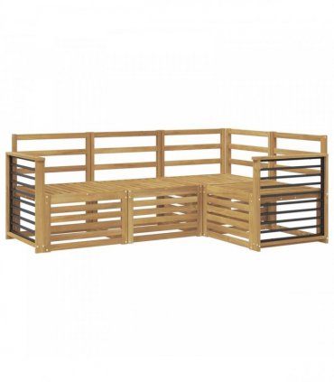 vidaXL Outdoor Sofa Set 4 pcs 4-Seaters White Solid Acacia Wood