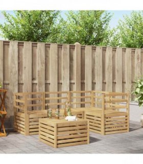 vidaXL Outdoor Sofa Set 5 pcs 4-Seaters White Solid Acacia Wood