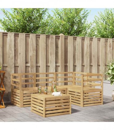vidaXL Outdoor Sofa Set 5 pcs 4-Seaters White Solid Acacia Wood