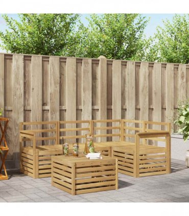 vidaXL Outdoor Sofa Set 5 pcs 4-Seaters White Solid Acacia Wood
