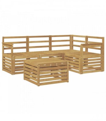 vidaXL Outdoor Sofa Set 5 pcs 4-Seaters White Solid Acacia Wood