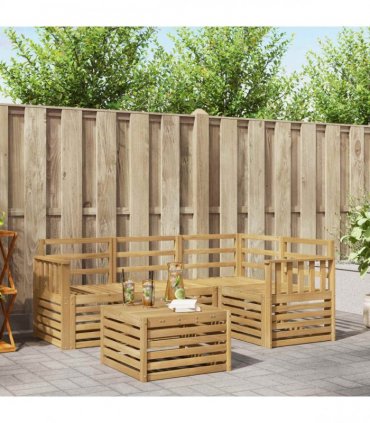 vidaXL Outdoor Sofa Set 5 pcs 4-Seaters White Solid Acacia Wood