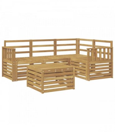 vidaXL Outdoor Sofa Set 5 pcs 4-Seaters White Solid Acacia Wood