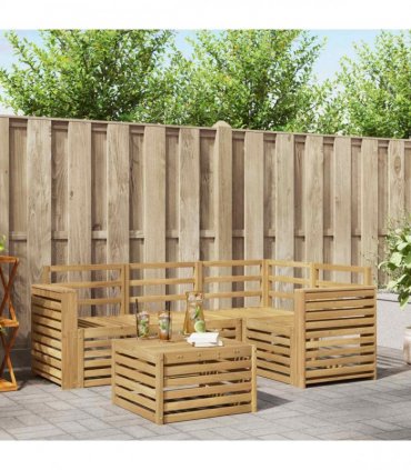vidaXL Outdoor Sofa Set 5 pcs White Solid Acacia Wood