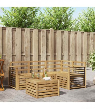vidaXL Outdoor Sofa Set 5 pcs White Solid Acacia Wood