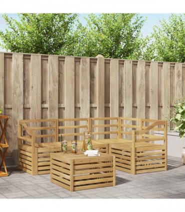 vidaXL Outdoor Sofa Set 5 pcs White Solid Acacia Wood