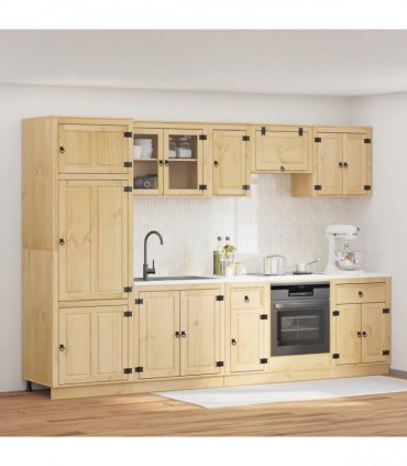 vidaXL Cabinet SKI 9 pcs Honey Brown Solid Pine Wood