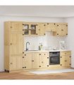 vidaXL Cabinet SKI 9 pcs Honey Brown Solid Pine Wood