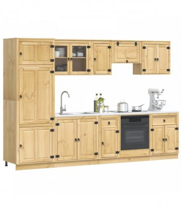 vidaXL Cabinet SKI 9 pcs Honey Brown Solid Pine Wood
