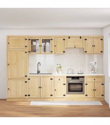 vidaXL Cabinet SKI 9 pcs Honey Brown Solid Pine Wood
