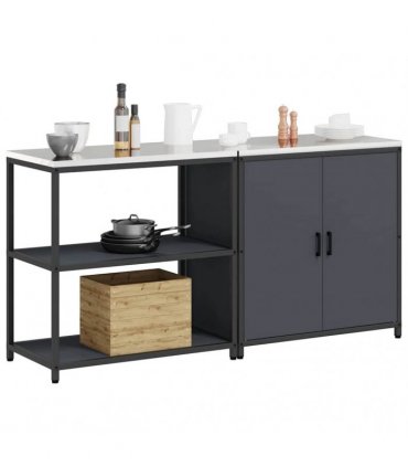 vidaXL Kitchen Storage Set HATTEM 2 pcs Anthracite Cold-rolled Steel