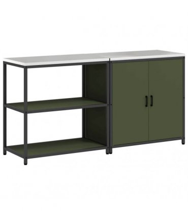 vidaXL Kitchen Storage Set HATTEM 2 pcs Olive Green Cold-rolled Steel