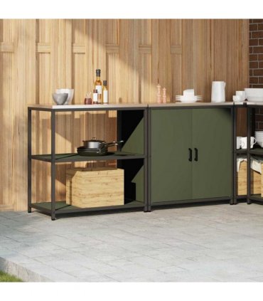 vidaXL Kitchen Storage Set HATTEM 2 pcs Olive Green Cold-rolled Steel