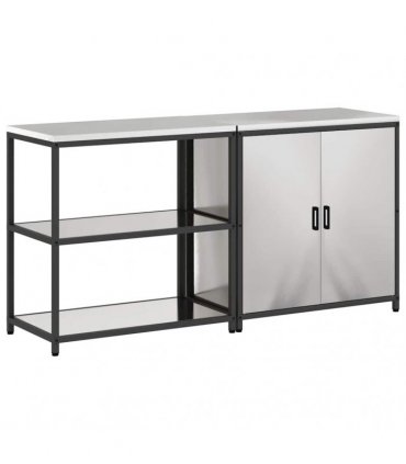 vidaXL Kitchen Storage Set HATTEM 2 pcs Silver Stainless Steel
