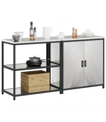 vidaXL Kitchen Storage Set HATTEM 2 pcs Silver Stainless Steel