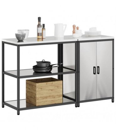 vidaXL Kitchen Storage Set HATTEM 2 pcs Silver Stainless Steel
