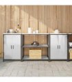 vidaXL Kitchen Storage Set HATTEM 3 pcs Silver 210 x 50 x 92 cm