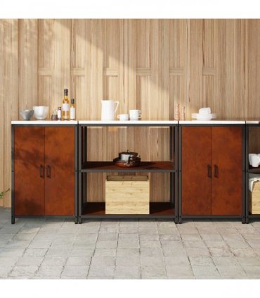 vidaXL Kitchen Storage Set HATTEM 3 pcs Rusty 210 x 50 x 92 cm Steel