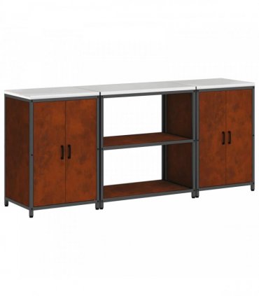vidaXL Kitchen Storage Set HATTEM 3 pcs Rusty 210 x 50 x 92 cm Steel