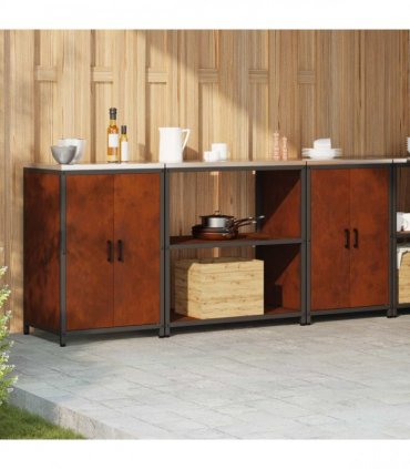vidaXL Kitchen Storage Set HATTEM 3 pcs Rusty 210 x 50 x 92 cm Steel